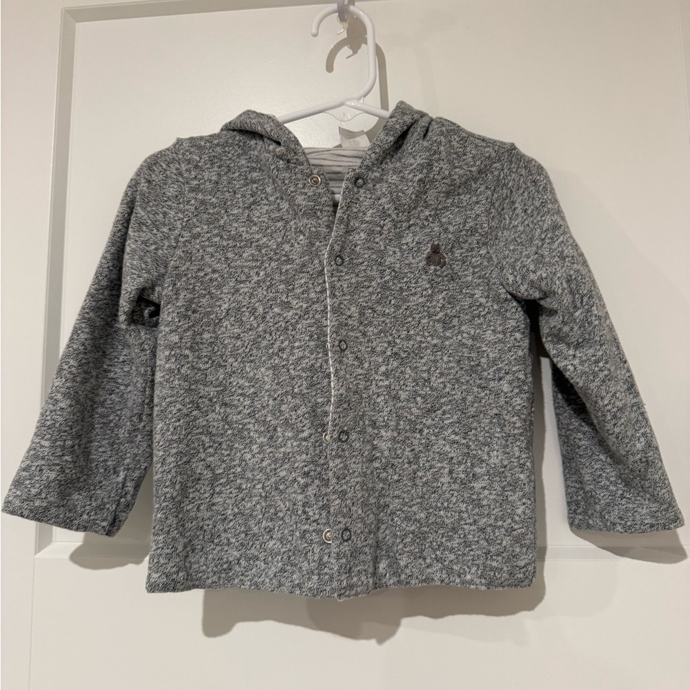 GAP Kids Heather Gray Hooded Snap-Front Reversible Sweatshirt
